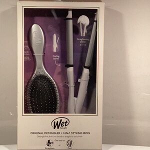 Wet Brush Original Detangler and Styling Iron Set - Black and Silver